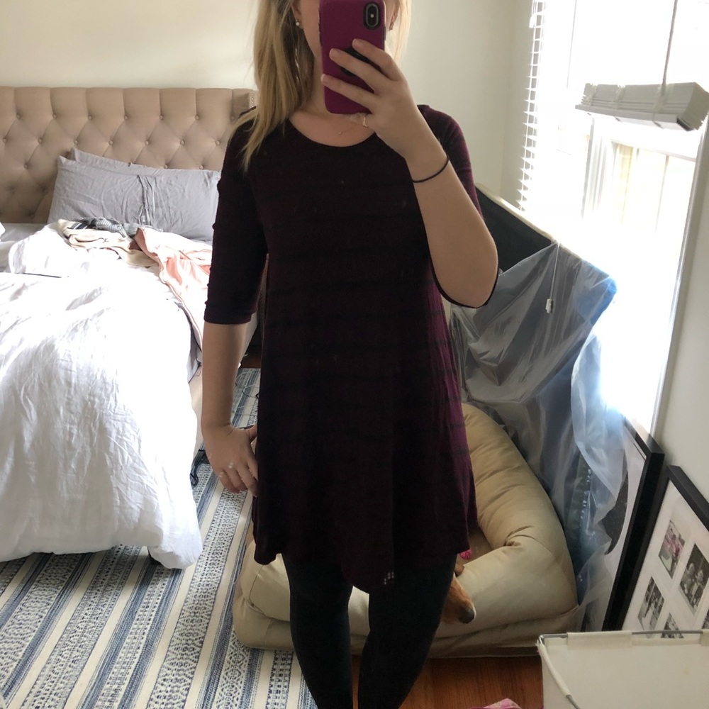 Purple and black striped tunic dress. size medium